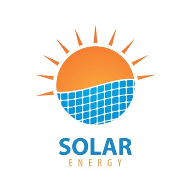 Güneş paneli logo vektör düz tasarımı