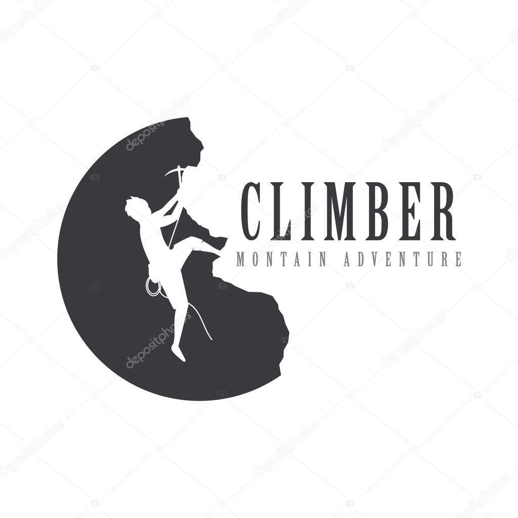 Rock climbing logo vector flat design template