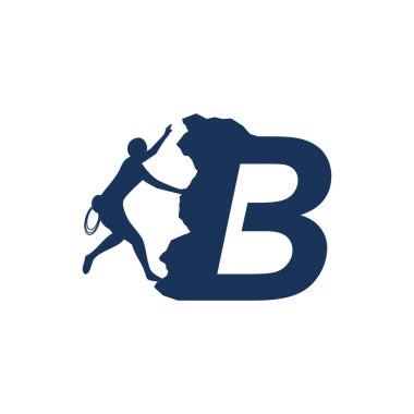 Alfabe vektör düz dizaynlı kaya tırmanıcı logosu