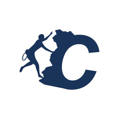 Alfabe vektör düz dizaynlı kaya tırmanıcı logosu