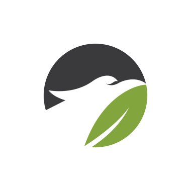 Yeşil yaprak illüstrasyon logosuna sahip Falcon kartal kuşu