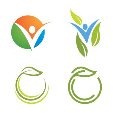 Sağlıklı Yaşam insanları logo şablon tasarımı