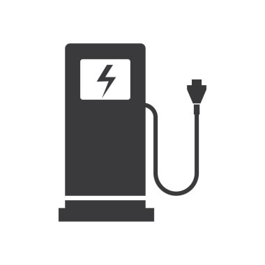 Elektrik yükleme istasyonu ikonu vektör düz tasarımı