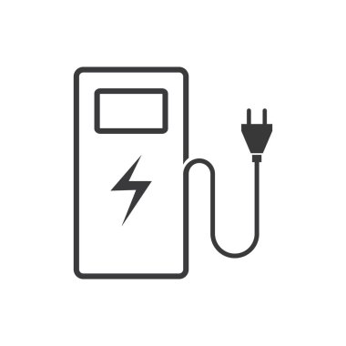 Elektrik yükleme istasyonu ikonu vektör düz tasarımı