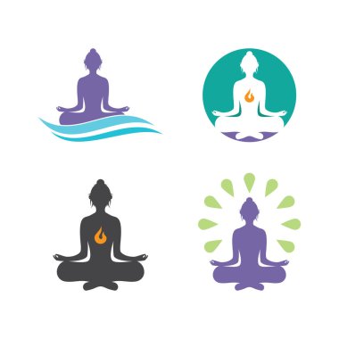 Meditasyon yoga logosu vektör simgesi tasarımı