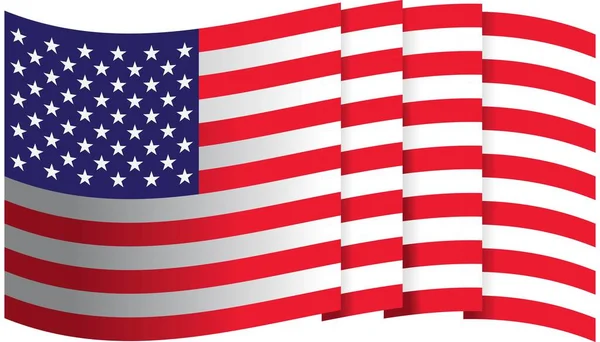 Gambar Bendera Amerika Vektor Desain Rata Eps - Stok Vektor