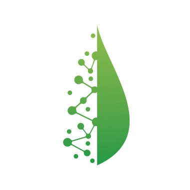 Bio tech leaf and molecule logo flat design vector
