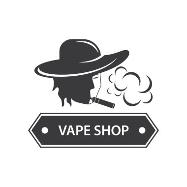 Buhar veya vape logosu düz tasarım şablonu