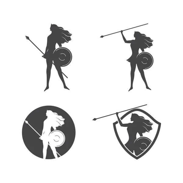 Athena Logo Vettore Illustrazione Modello Design Piatto — Vettoriale Stock