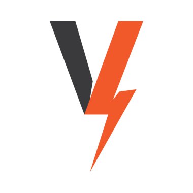 V letter initial Power lightning logo vector design