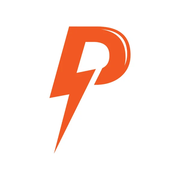 Letter Initial Power Lightning Logo Vector Design — ストックベクタ