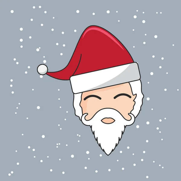 Santa Gezicht Cartoon Karakter Pictogram Plat Ontwerp — Stockvector