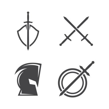 Kılıç simgesi illüstrasyon logo vektörü düz tasarım