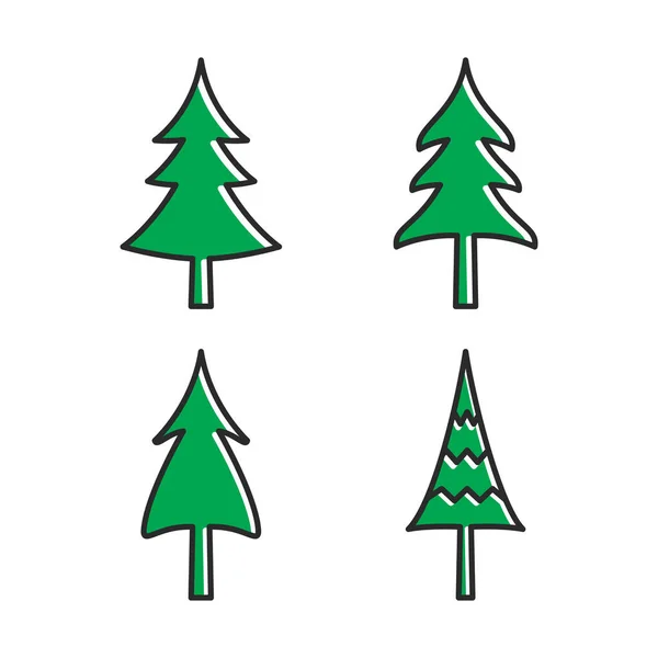 Pine Tree Illustration Vector Flat Design Template — Stock Vector