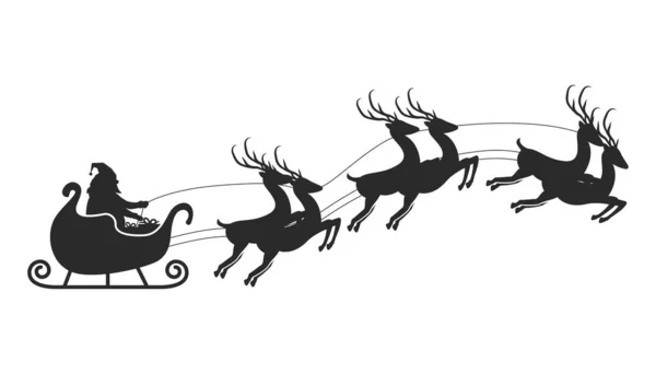 Noel Baba ve Noel Baba 'nın at arabası çizim vektörü düz tasarım.