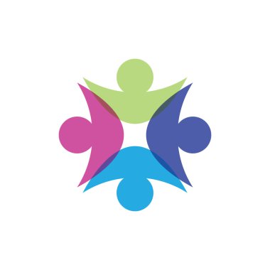 Topluluk, ağ ve sosyal logo tasarım şablonu vektörü