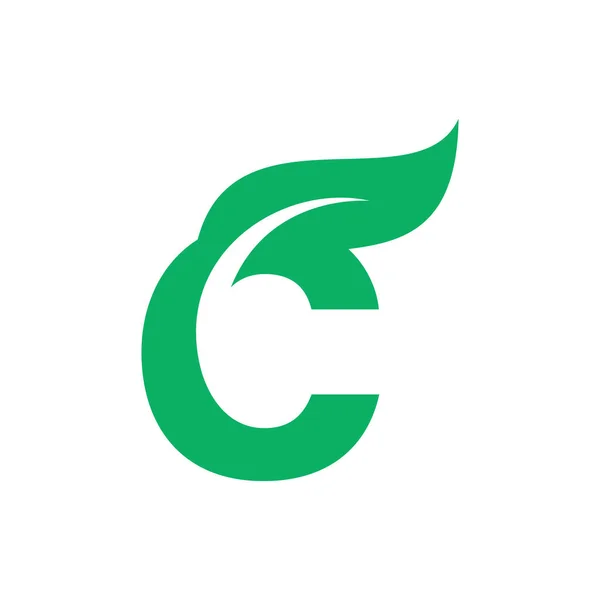 Initiële Letter Met Groen Blad Logo Vector Template — Stockvector