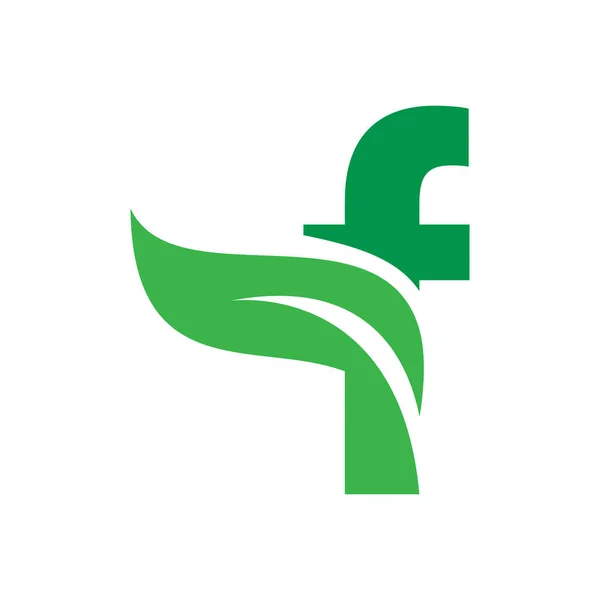 Начальная Буква Векторным Шаблоном Логотипа Зеленого Листа — стоковый вектор