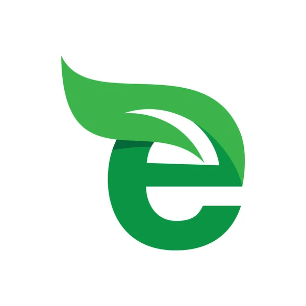 Initiële Letter Met Groen Blad Logo Vector Template — Stockvector