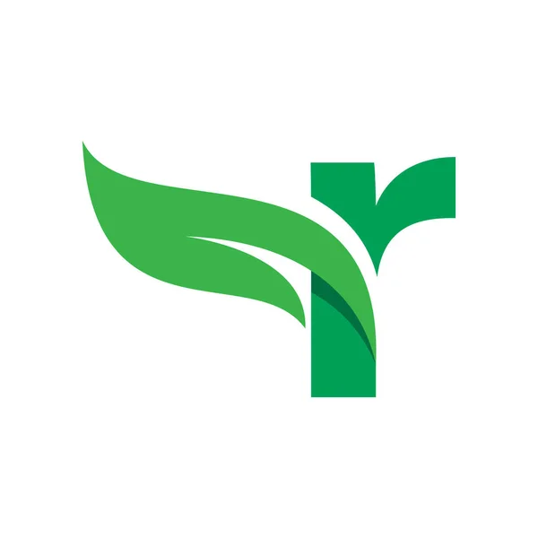 Carta Inicial Con Plantilla Vector Logotipo Hoja Verde — Archivo Imágenes Vectoriales