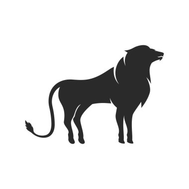 Aslan illüstrasyon logo vektör düz tasarım şablonu