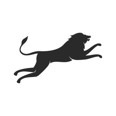 Aslan illüstrasyon logo vektör düz tasarım şablonu