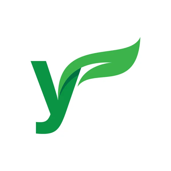 Carta Inicial Con Plantilla Vector Logotipo Hoja Verde — Vector de stock