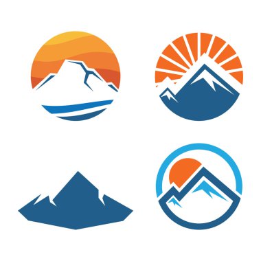 Dağ illüstrasyon logo vektör düz tasarım şablonu