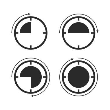 Düz dizayn için zaman ayarlı simge vektörü