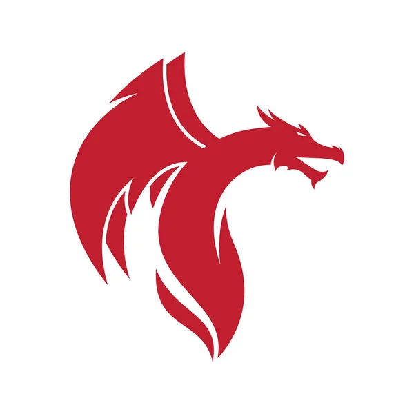 Шаблон Логотипа Dragon Плоским Рисунком — стоковый вектор