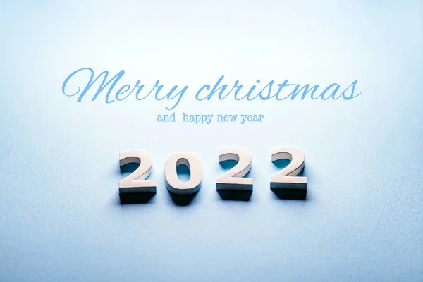 Merry Christmas Theme Minimal Christmas Card Blue Background Gift Merry — Stock Photo, Image