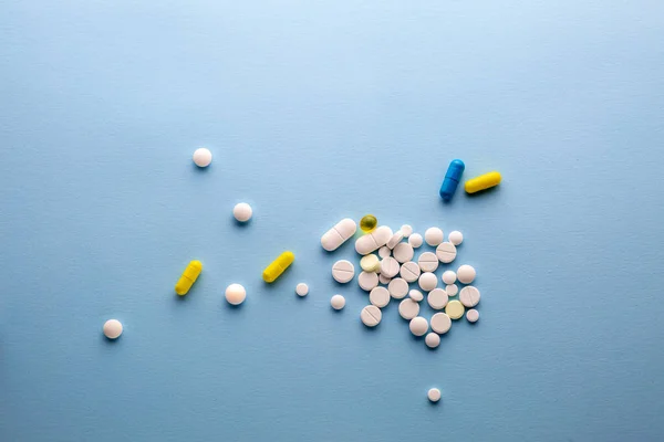 Sobredosis Pastillas Medicamentos Píldoras Multicolores Medicamentos Antecedentes Los Medicamentos Tratamiento —  Fotos de Stock