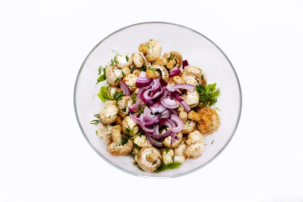 mantar, kırmızı soğan ile