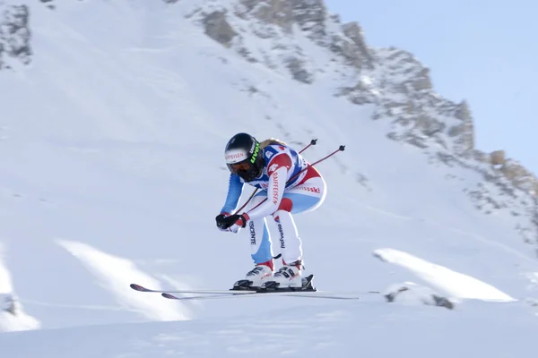 FRA: Esqui alpino Val D 'Isere downhill. Lara Gut. — Fotografia de Stock