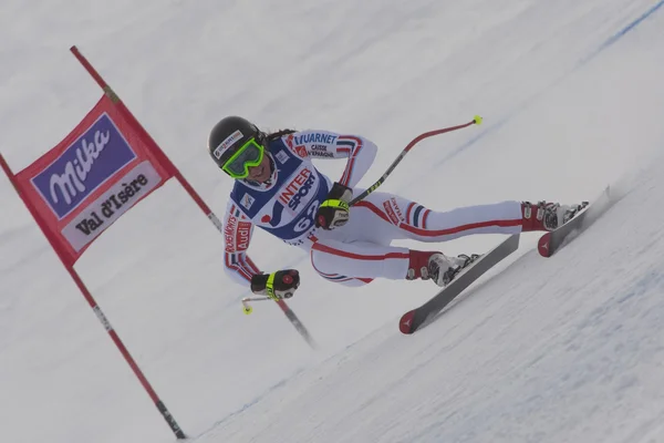 FRA: Alpine skiing Val D'Isere Women DH trg1.Sandrine Aubert — Zdjęcie stockowe