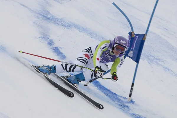 FRA: alpin skidåkning val d'isere super kombination. Maria riesch. — Stockfoto