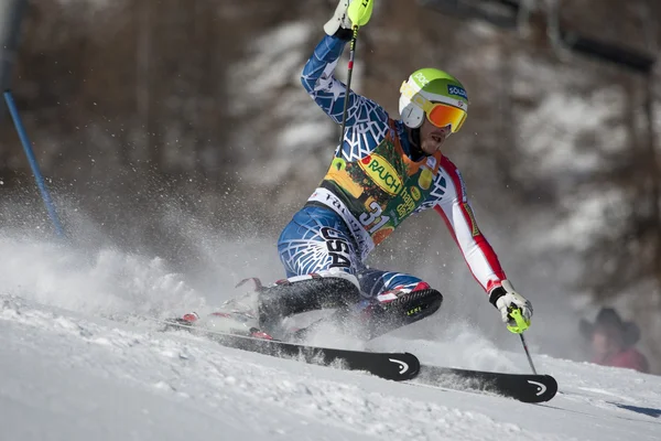 Fra： 高山滑雪 val 强风男子回转。米勒的预兆. — 图库照片