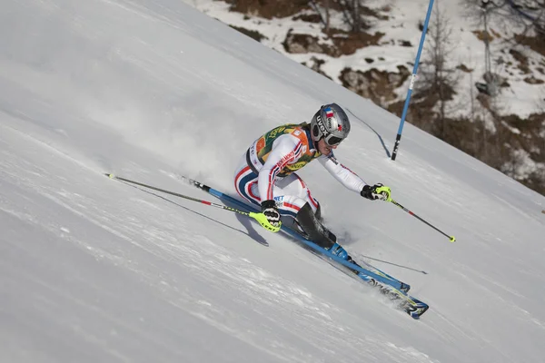 FRA: Alpejskie narciarstwo val d'isere slalom mężczyzn. Lizeroux julien. — Zdjęcie stockowe