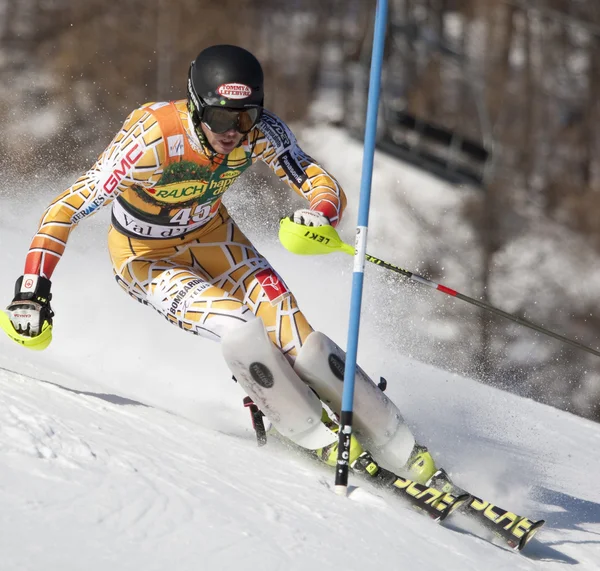 FRA: alpin skidåkning val d'isere Herrarnas slalom. Biggs patrick . — Stockfoto