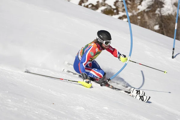Fra: alpské lyžování val d'isere muži slalom. Baxter noel gbr. — Stock fotografie