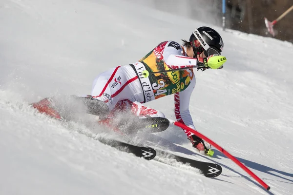 FRA: alpin skidåkning val d'isere Herrarnas slalom. Dreier christoph. — Stockfoto