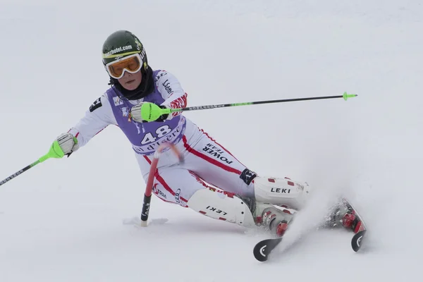 FRA: alpin skidåkning val d'isere super kombination. Stefanie moser. — Stockfoto