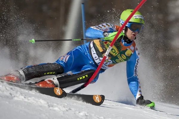 FRA: Alpejskie narciarstwo val d'isere slalom mężczyzn. Baeck axel. — Zdjęcie stockowe