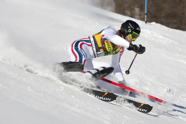 FRA: alpin skidåkning val d'isere Herrarnas slalom. missillier steve. — Stockfoto