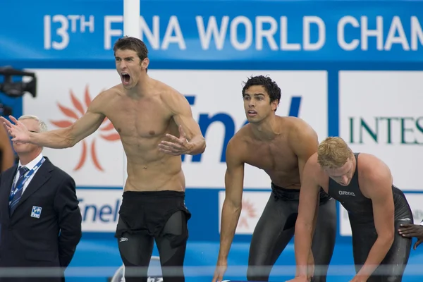 Swm: Mistrzostwa Świata w Pływaniu - męskie 4 x 200 m stylem dowolnym finał — Zdjęcie stockowe