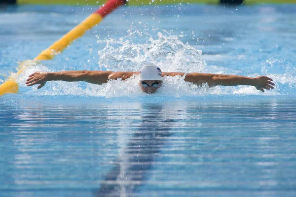 SWM: Чемпіонат світу з водних видів спорту - чоловіча 100 м метелик qualific. Майкл Фелпс. — стокове фото