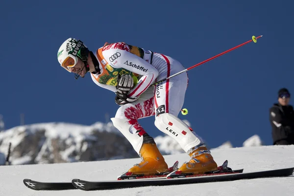 FRA: Alpejskie narciarstwo val d'isere slalom mężczyzn. Pranger manfred. — Zdjęcie stockowe