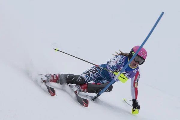 FRA: alpin skidåkning val d'isere super kombination. Laurenne ross. — Stockfoto