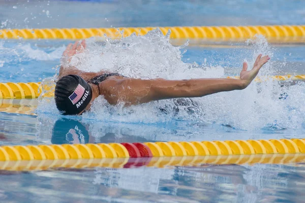 Swm: 世界水泳選手権 - メンズ 100 m バタフライ半フィン。タイラー マギル . — ストック写真