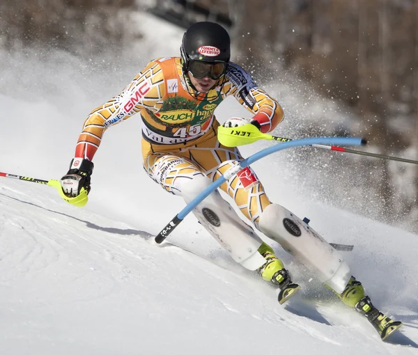 FRA: Alpejskie narciarstwo val d'isere slalom mężczyzn. Biggs patrick. — Zdjęcie stockowe